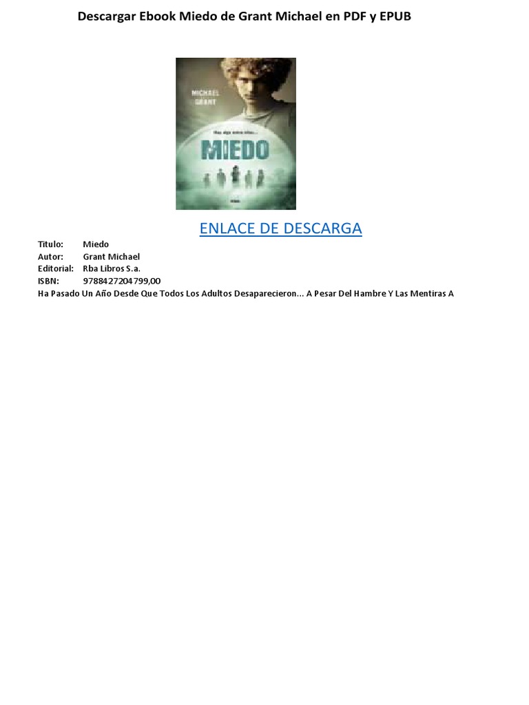 Descargar Los Juegos Del Hambre Epub Miedo de Grant Michael | PDF