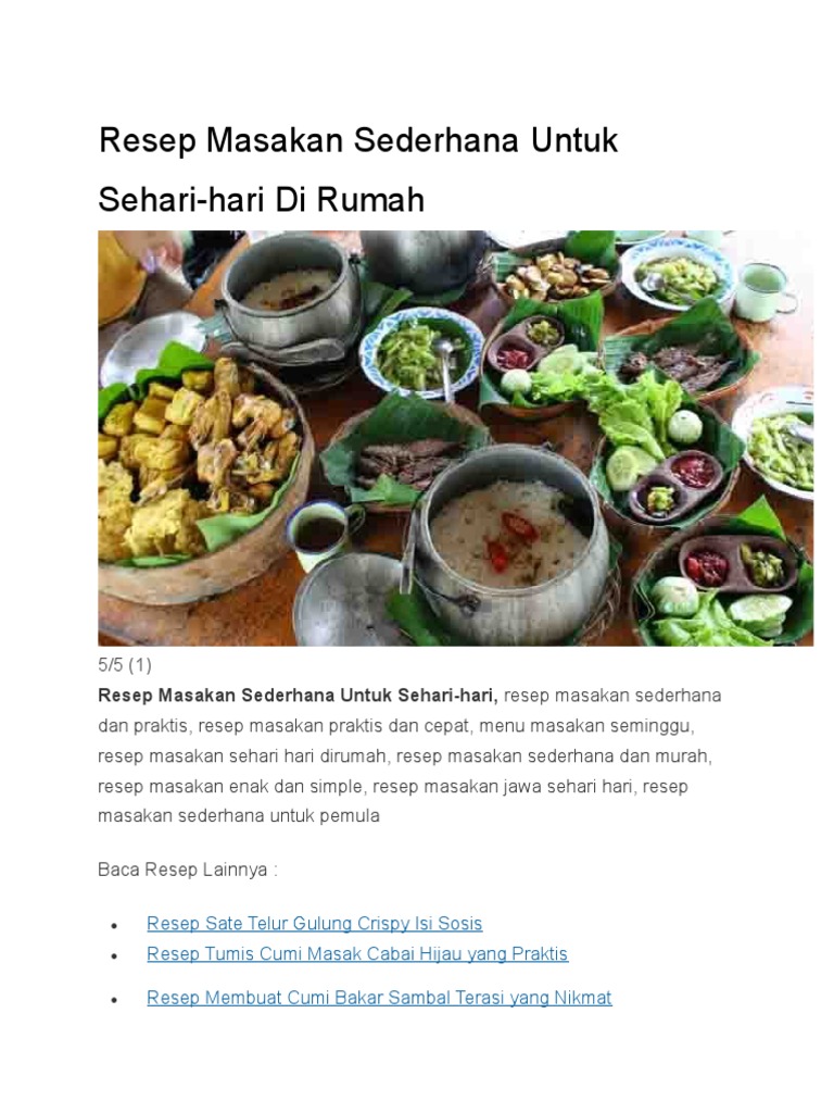 Daftar Menu Masakan Sehari Hari Yang Sederhana Dalam Daftar Menu Masakan Sehari Hari Yang Sederhana Dalam