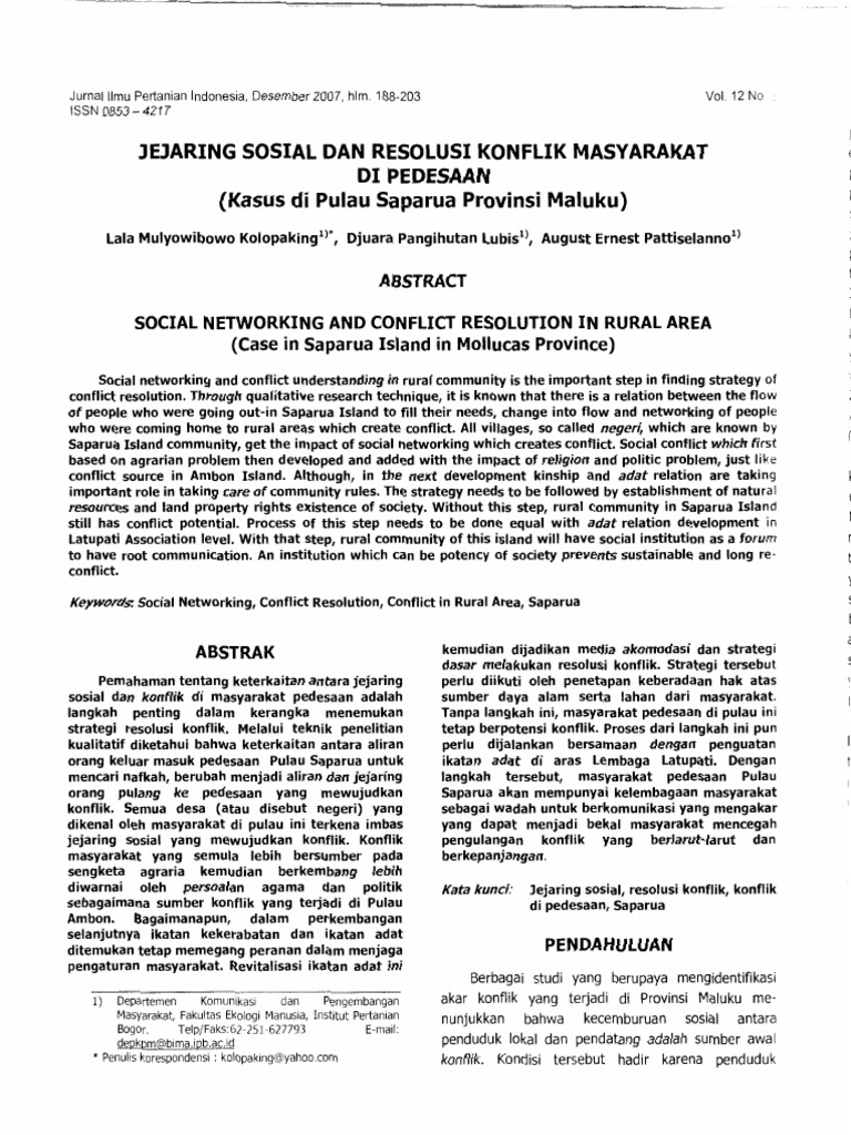 Social Networks in Rural Conflict Resolution | PDF