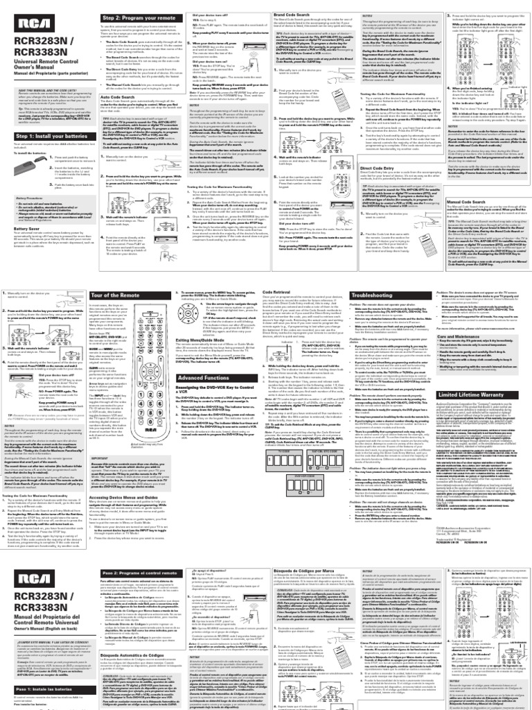 Control Rca Manual PDF | PDF | Digital Video Recorder | Remote Control