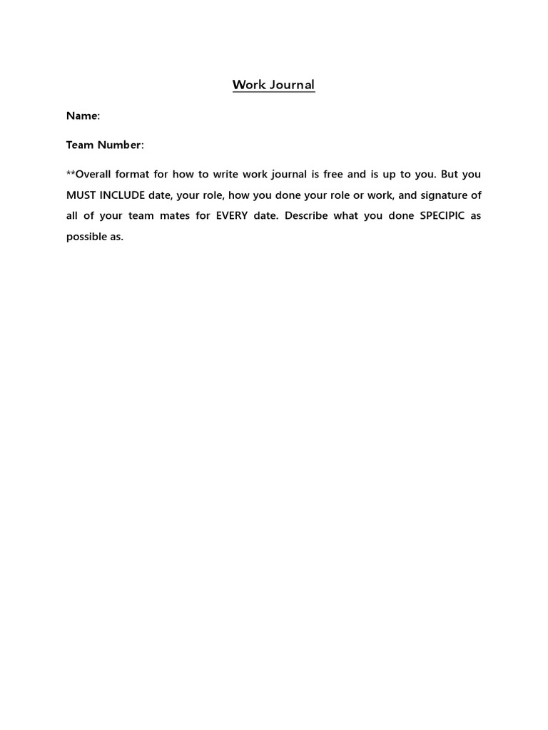 Work Journal Guidelines and Format | PDF