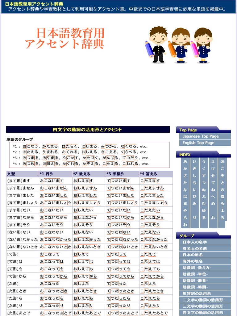 日本語教育用アクセント辞典 動詞の活用形とアクセント3 | PDF
