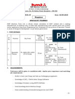 Official Notification for HMT Recruitment 2018 for Specialist Trainees