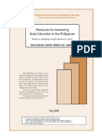 Measures For Assessing Basic Education in The Philippines: Discussion Paper Series No. 2008-16