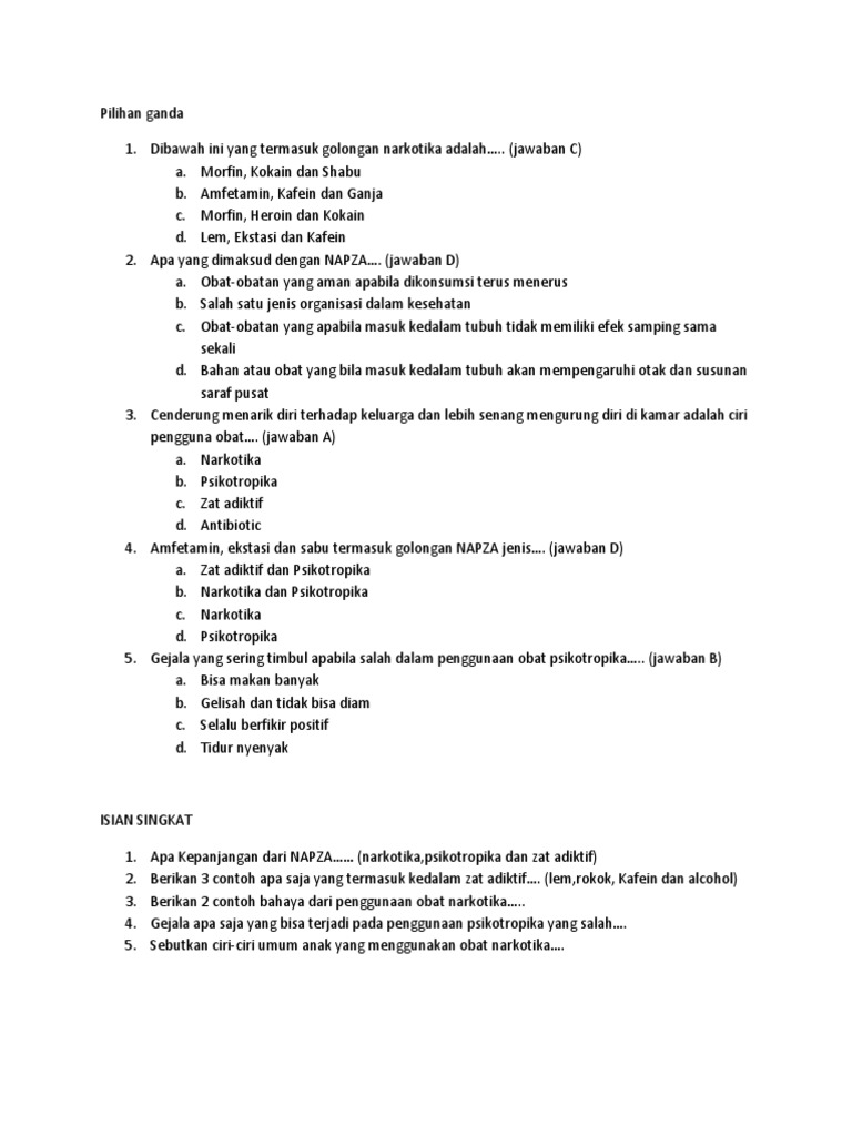 Soal Pilihan Ganda Zat Aditif Guru Paud