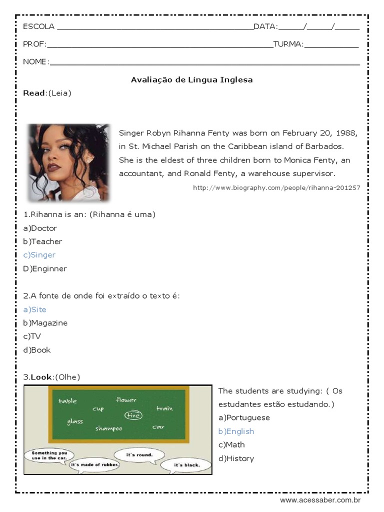 English Language Assessment Test | PDF | Language Arts & Discipline