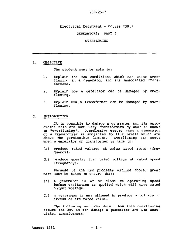 Understanding the Dangers of Generator and Transformer Overfluxing