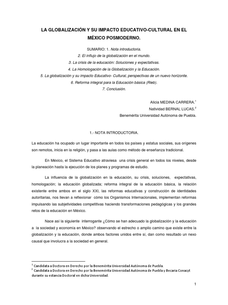 Impacto de la Globalización en la Educación en México | PDF ...