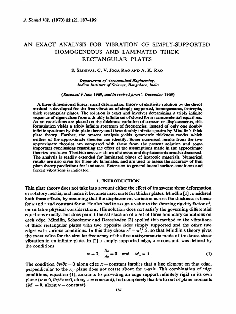 Vibration Analysis of Thick Plates | PDF | Normal Mode | Waves
