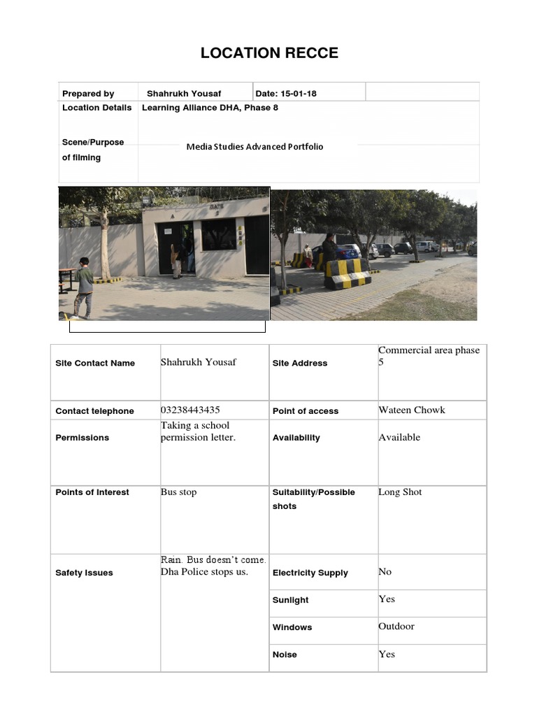 Outside School Location Recce For Bus Sene | PDF