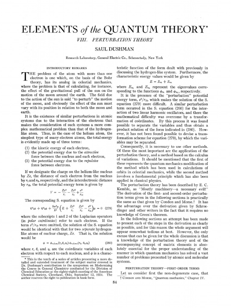 Perturbation Theory | PDF | Perturbation Theory (Quantum Mechanics