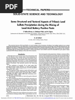 Some Structural and Textural Aspects of Tribasic Lead Sulfate Precipitation During The Mixing of Lead-Acid Battery Positive Paste