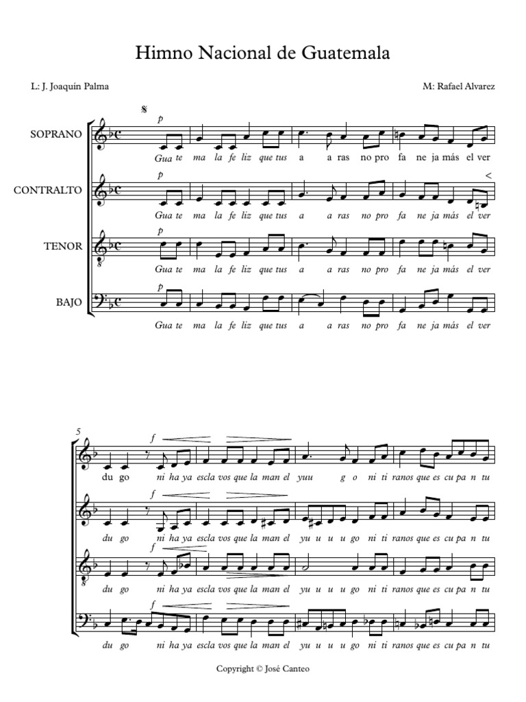 Himno Nacional de Guatemala Partitura Completa PDF