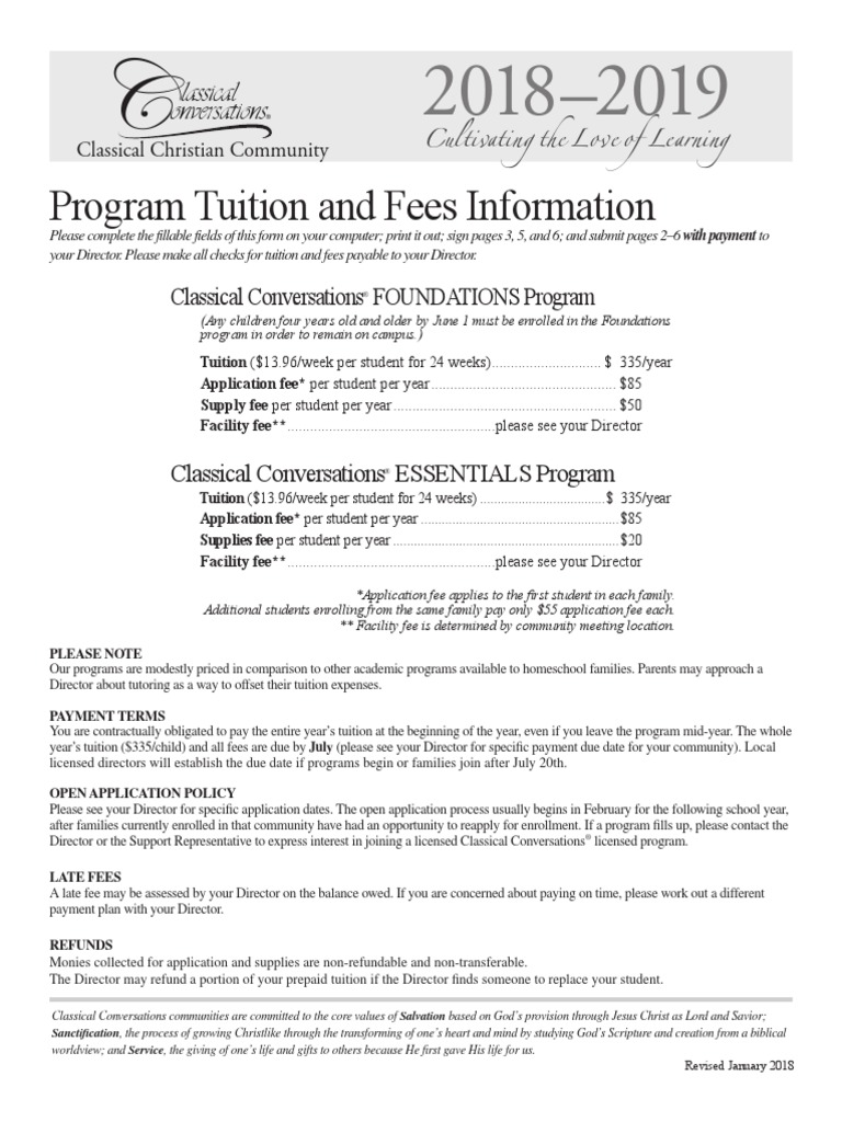 2018 2019 Fe Application New Families Homeschooling Fee