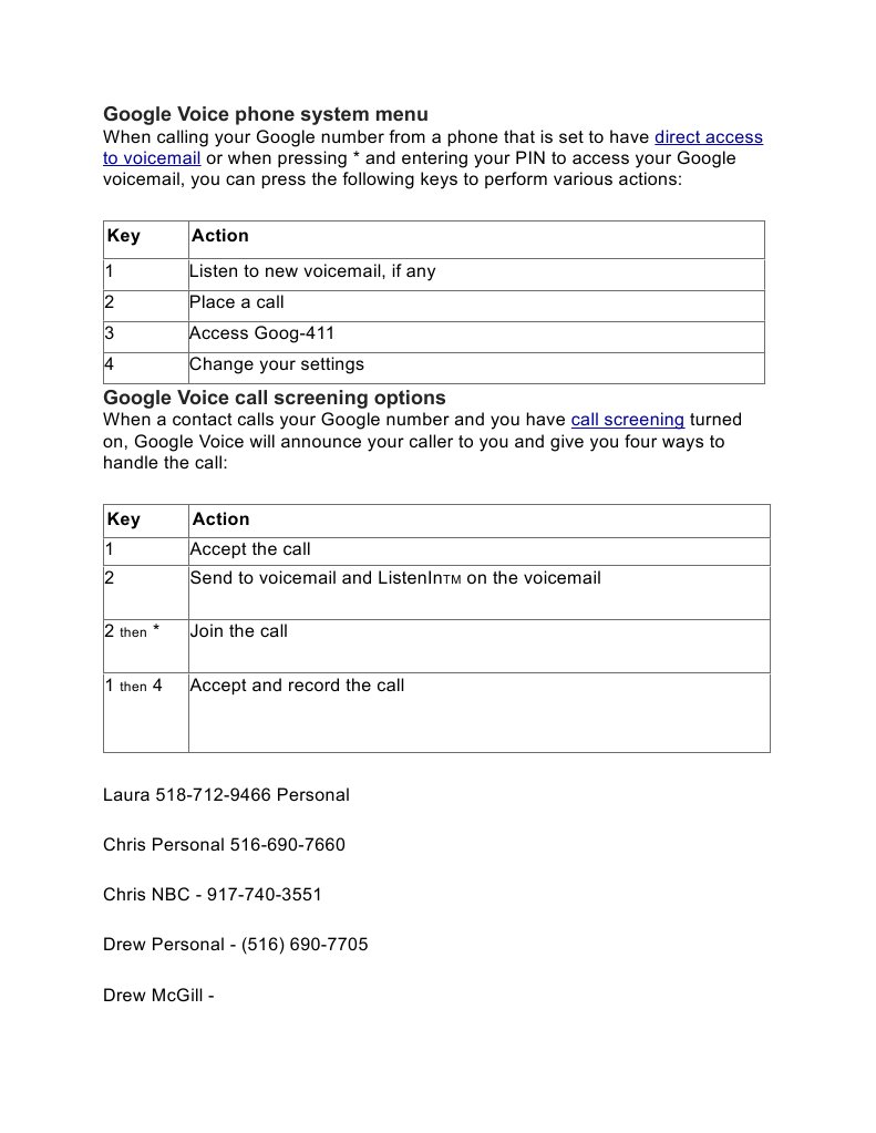 Google Voice Cheatsheet | PDF | Law