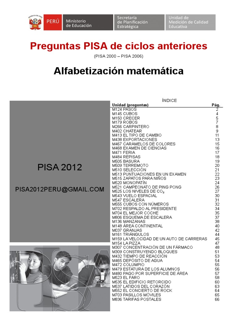 Matemática - Preguntas PISA Liberadas | PDF | Encuesta de opinión | Mir