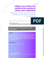 Los Psicólogos Como Actores de La Implementacion Del Acuerdo de Paz