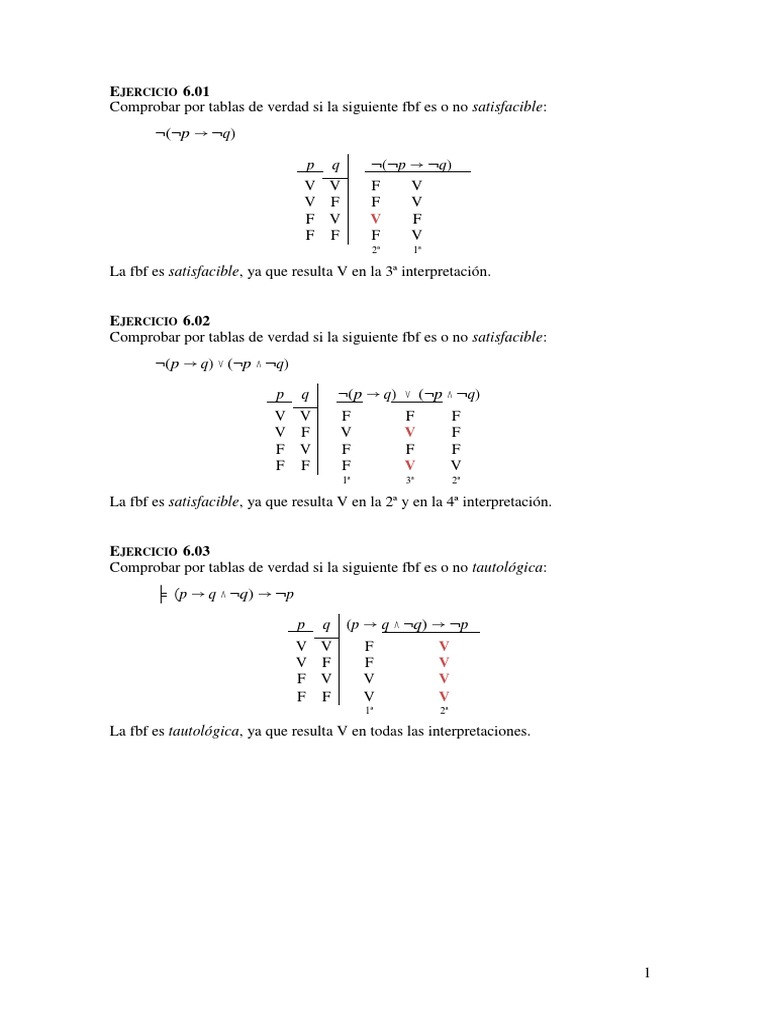 Logica1 Ejercicios Resueltos6 Interpretacion Filosofia Verdad Logica
