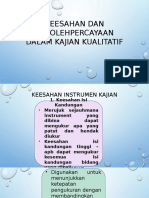 Keesahan Dan Kebolehpercayaan Dalam Kajian Kualitatif