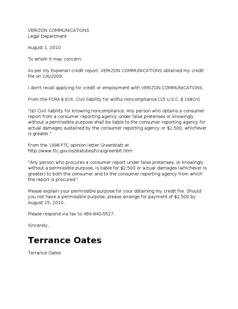 Inquiry Removal Template PDF