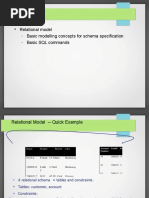 Outline: Relational Model Basic Modelling Concepts For Schema Specification Basic SQL Commands