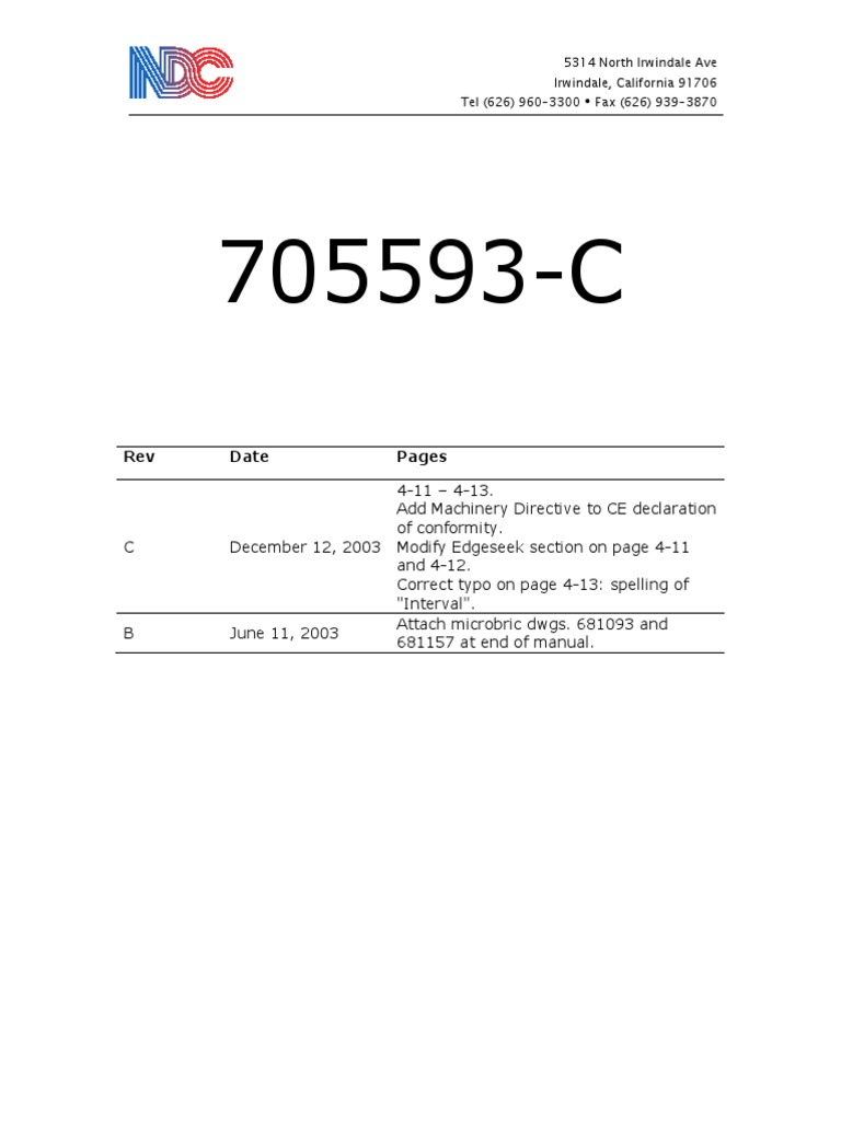 Ndc Manual 6100tc System Fuse Electrical Input Output