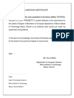 Declaration Certificate: . Head Dept. of Computer Science Birla Institute of Technology Mesra, Ranchi-835215