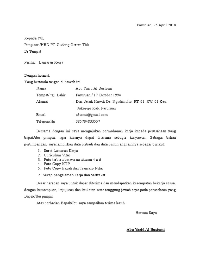 Lamaran Kerja Pt Gudang Garam Tbk