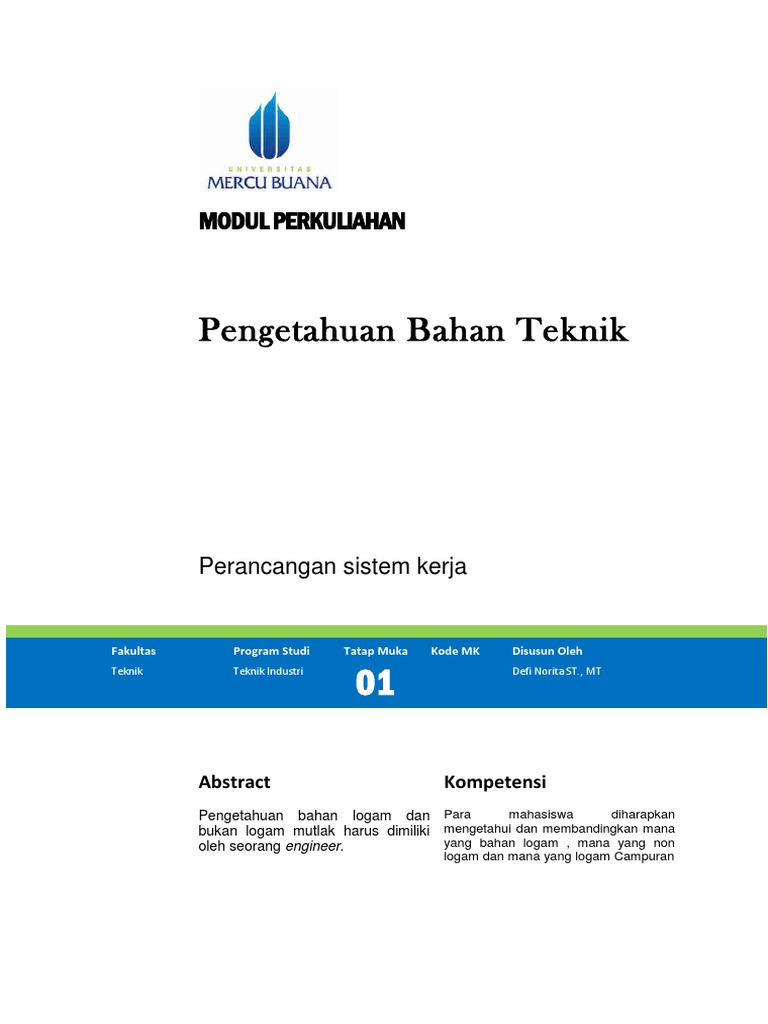 Modul - 01 - Pengetahuan Bahan Teknik | PDF
