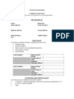 Curriculum Vitae: Career Documentation