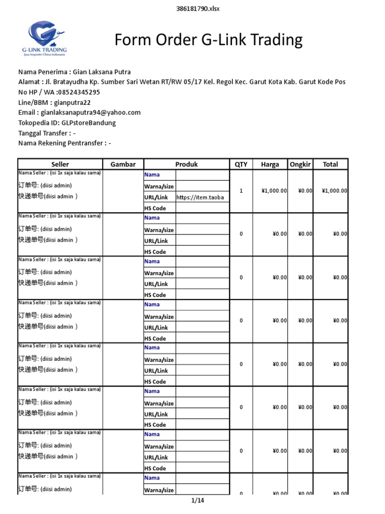 Taobao Order Form Details | PDF