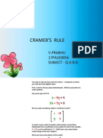 Cramer'S Rule: V.Prabhu 17PA1E0056 Subject - Q.A.B.D