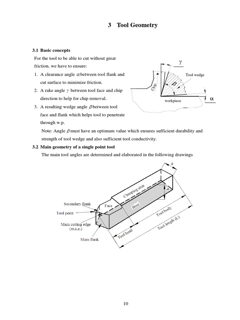 3 Tool Geometry: 3.1 Basic Concepts | PDF | Machining | Metalworking