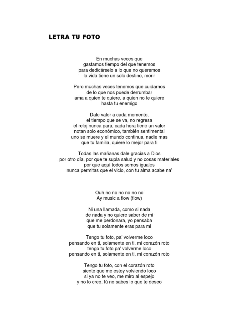Letra Tu Foto | PDF | Ocio