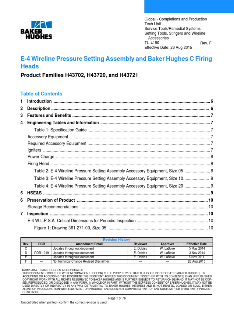 BAKER E-4 Packer Setting Tool | PDF | Screw | Energy And Resource
