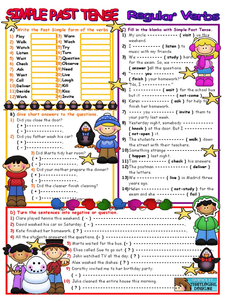 Past Simple Regular Verbs Exercises | PDF | Question | Language Mechanics