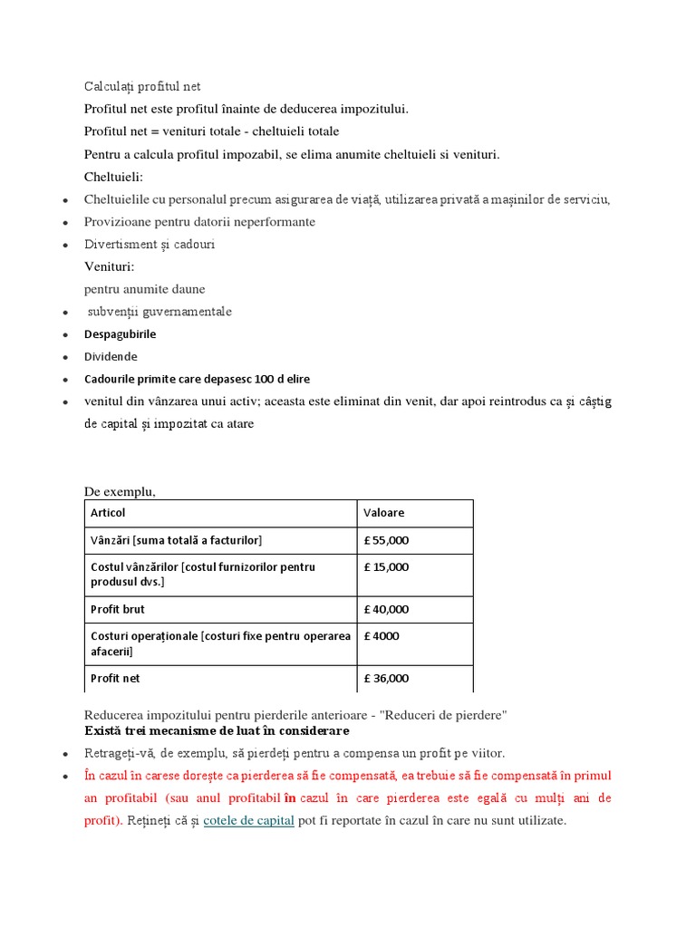 Calculați Profitul Net | PDF