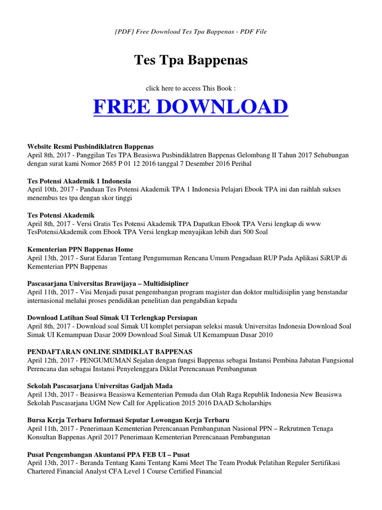 Tes Tpa Bappenas