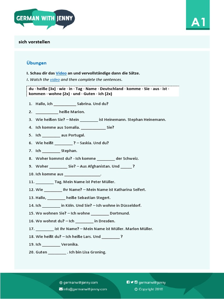 German Lesson 2 How To Introduce Yourself in German A1 1 | PDF