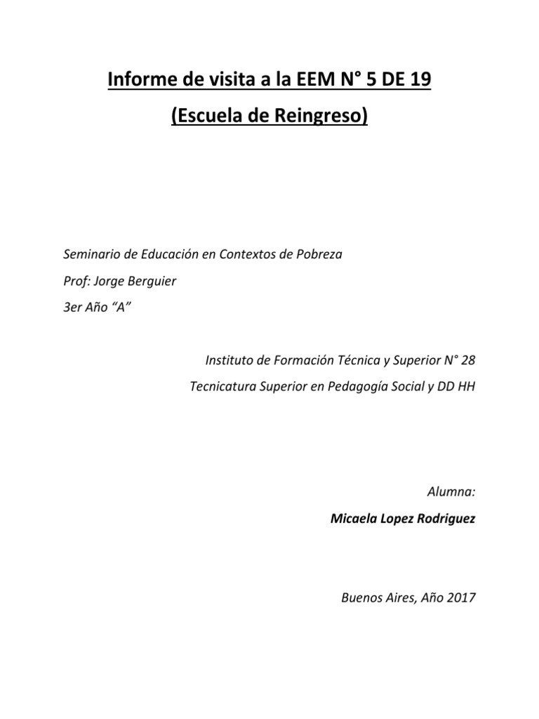 Informe sobre la EEM N° 5 de 19 en CABA | PDF | Buenos Aires ...