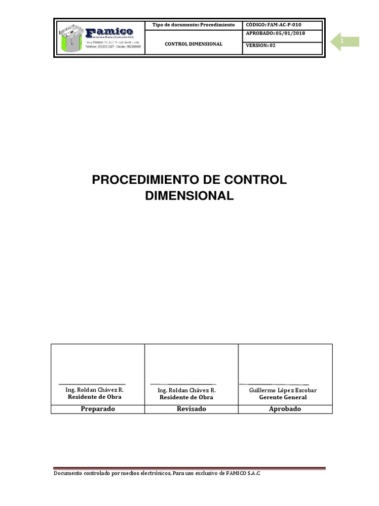 Cuerpo Procedimiento de Control Dimensional | Descargar gratis PDF ...