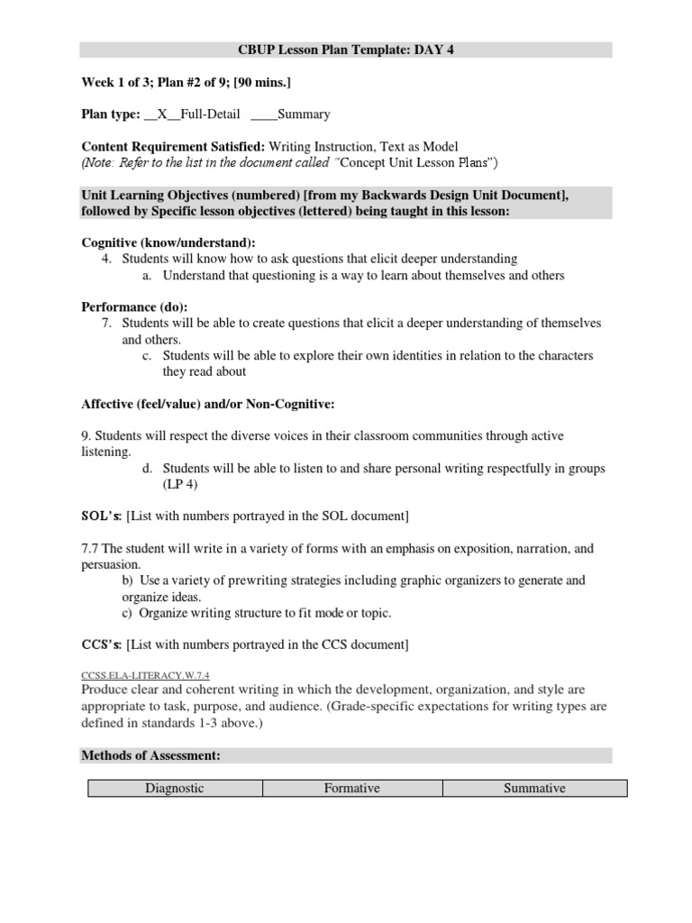Bishop Lessonplan Day5 | PDF | Educational Assessment | Lesson Plan