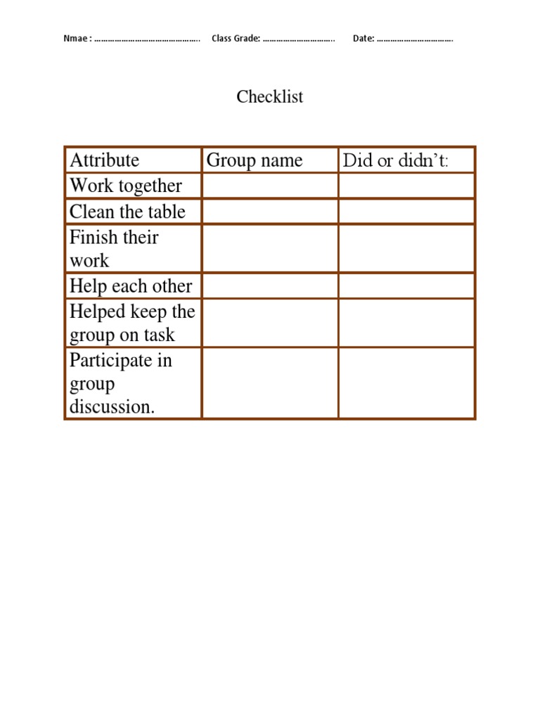 Group Collaboration Checklist Template | PDF