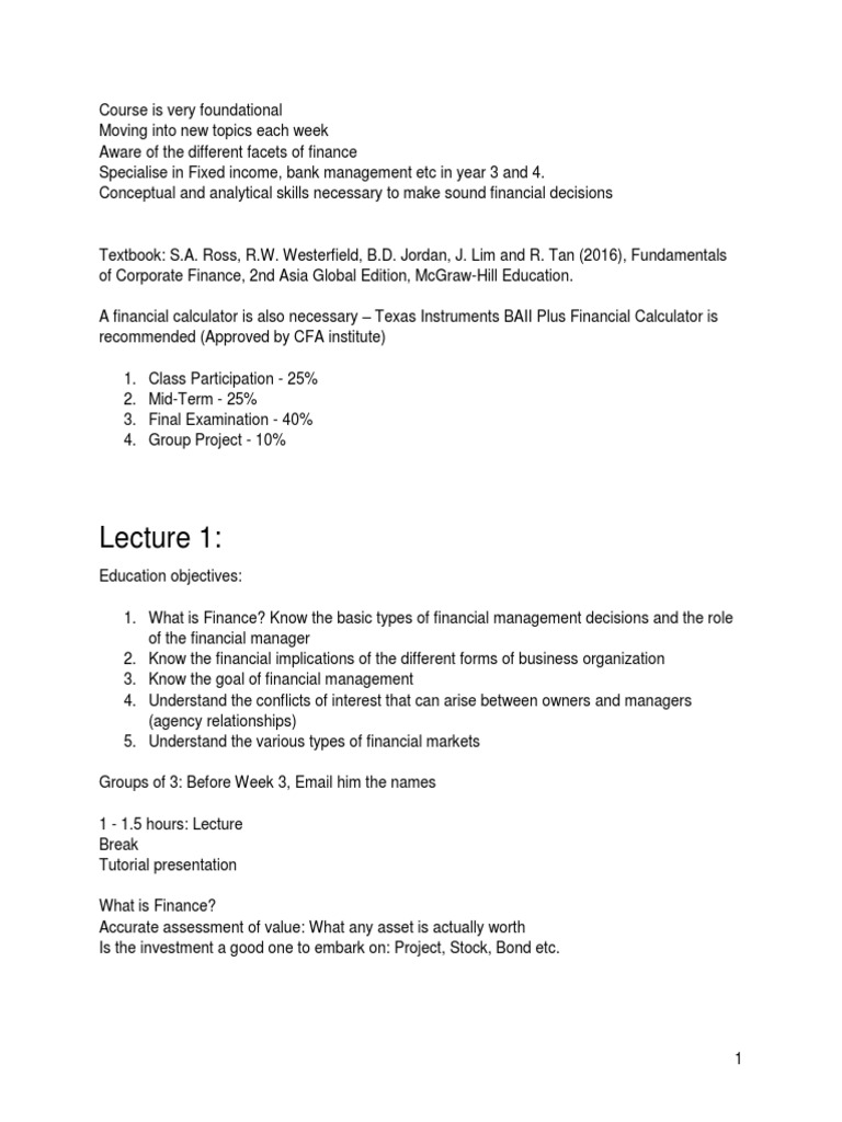 Finance Notes | PDF | Market Liquidity | Present Value
