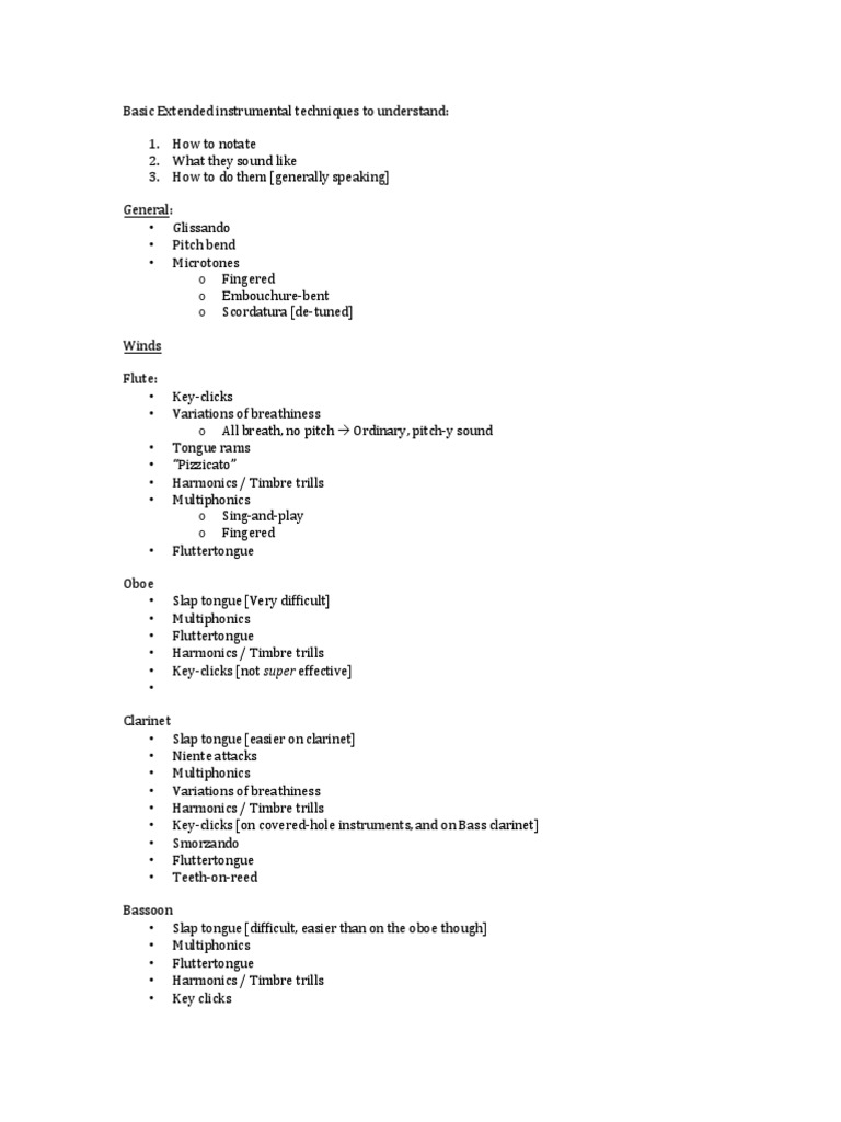 Basic Extended Instrumental Techniques To Understand PDF Harmonic