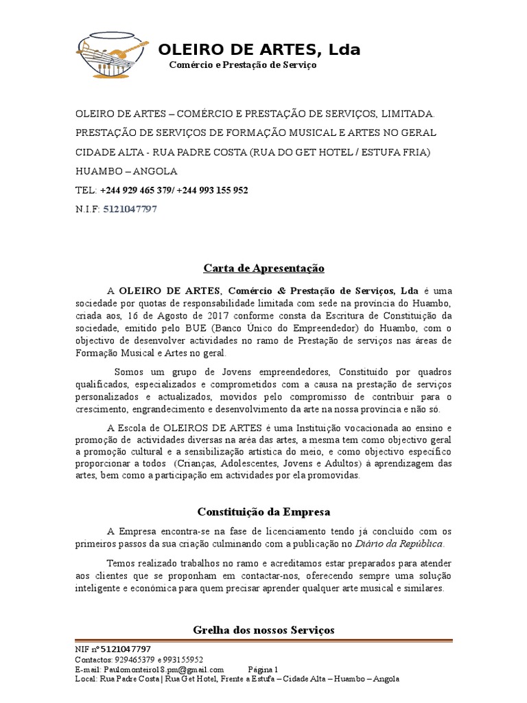 Carta De Apresentação Para Hotelaria
