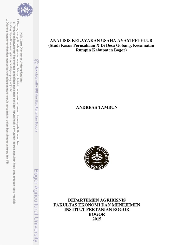 Pdf studi kelayakan ayam petelur kampung