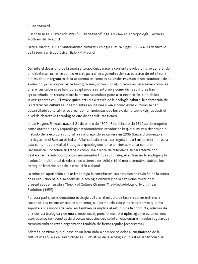 Julian Steward Comportamiento Ciencia