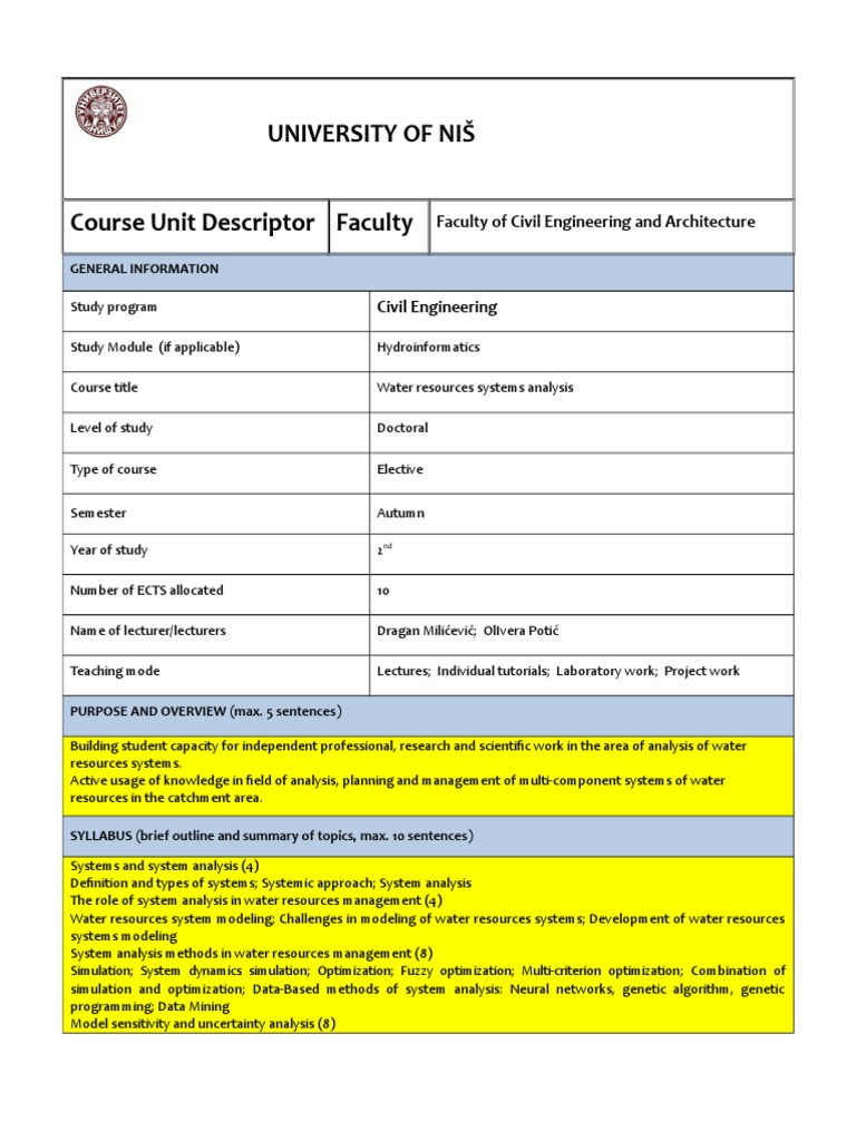 24 Water Resources Systems Analysis PDF Mathematical Optimization Simulation