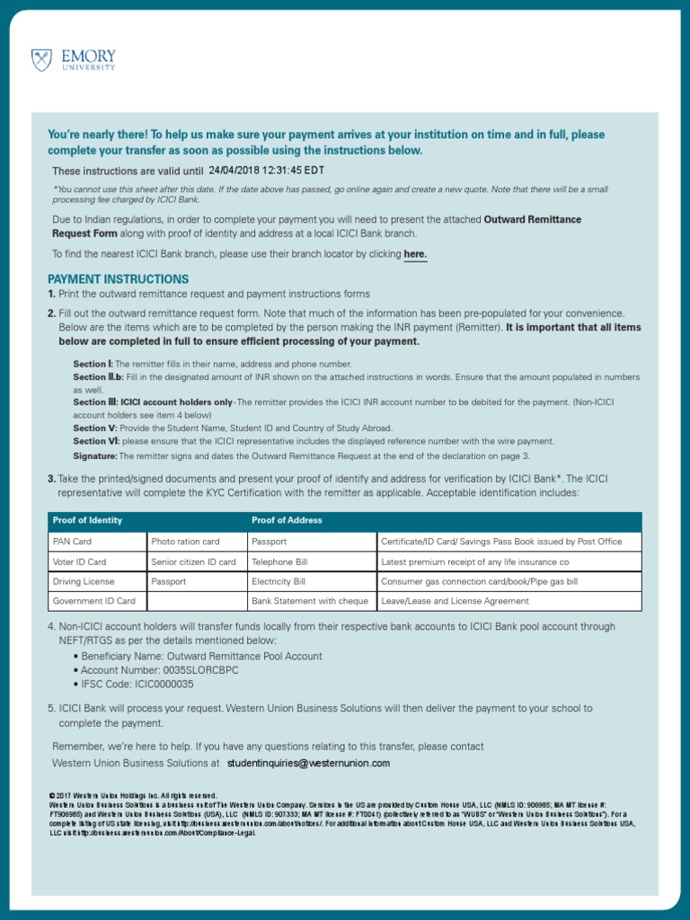 Instructions Western Union Identity Document
